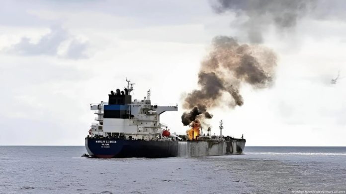 Houthi attack on ship in Bab al-Mandab.