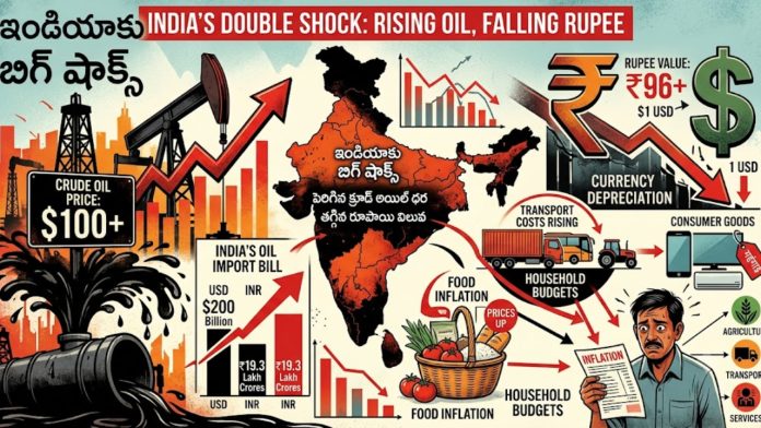 Crude oil prices rise, rupee value falls